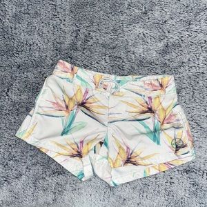 ONeill toddler girl swimming trunks. Size 2T. White, yellow and green